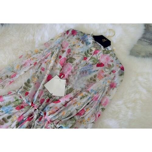 Rose color two color rose silk chiffon dress for womens summer 2020