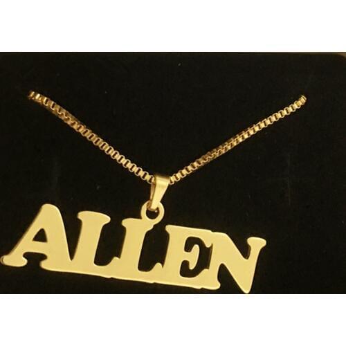 Gold Box Chain Stainless Steel Custom Name Necklaces Pendants Personalized Jewelry Gifts For Women Men Charm Nameplate Choker
