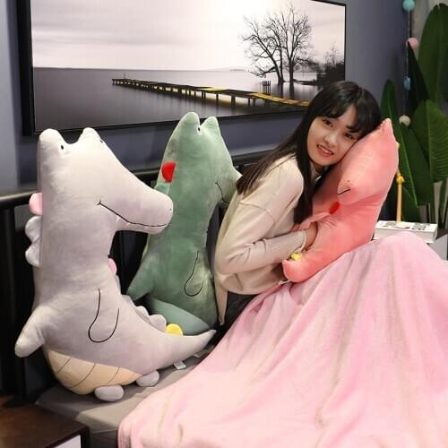 1PC 55/75CM Crocodile Plush Pillow Toys Crocodile Soft Stuffed Animal Cartoon Plush Dolls Kids Gifts Three In One Pillow Blanket
