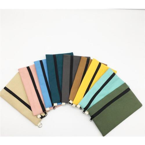 100pcs Coloful blank canvas zipper Pencil cases pen pouches cotton cosmetic Bags makeup bags Mobile phone clutch bag organizer