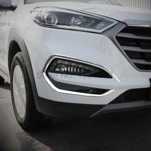 For Hyundai Tucson 2016 2017 2pcs Chrome Car Front Foglight Lamp Shade Cover Protectors Molding Trim Exterior Accessories