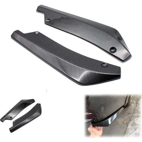 2Pcs Universal Car Rear Bumper Lip Diffuser Splitter Spoiler Scratch Protector Cabnon fiber Bumper Car accessiores