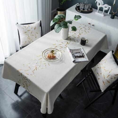 2 Styles Floral Embroidered Tablecloth Cover Cloth Gold Leaves Table Runner American Placemat Waterproof Oil Dining Home Cloth