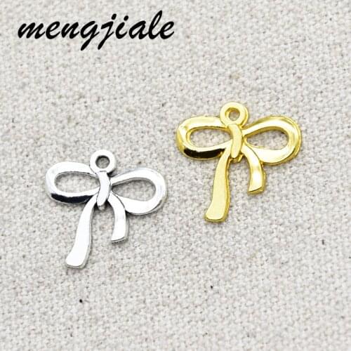 35Pcs Antique Silver Tone Bow Tie Silver Tone charms for fashion jewelry 18.5*18.5mm