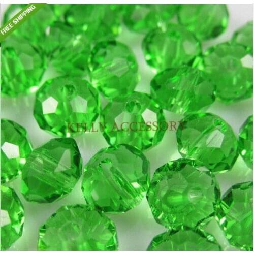350pcs 8mm Green Faceted Crystal Glass Beads Loose Spacer Rondelle Beads For Jewelry Making Favor Craft Bracelet DIY Beads