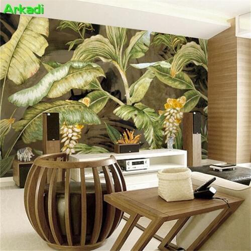 3d Tropical Rainforest Southeast Design Photo Plantain Tree Wallpaper Hotel Living Room TV Wall Mural Green Plant Restaurant