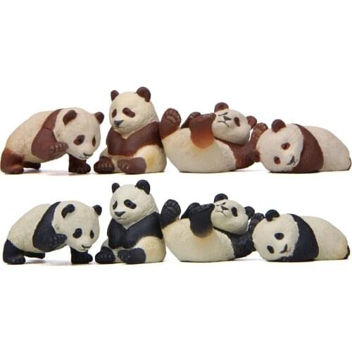 4pcs/set Kawaii Panda Figure Desk Car Ornaments Q Version Cute Model Toys Fairy Garden Moss Miniatures Craft Room Decor Toys