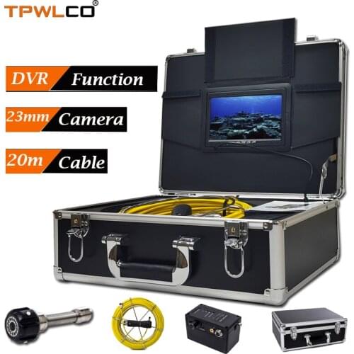 7inch Display HD 720P Pipe Endoscope Camera Reviews System With DVR And Sun-visor 20m Cable Waterproof 23mm Industrial Camera