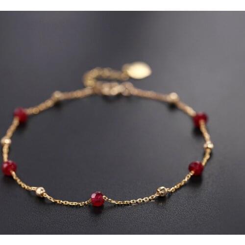 DAIMI Gypsophila Faceted Ruby Bracelet Female Genuine 18K Gold Color Jewelry DIY Customization