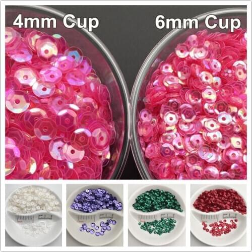 4mm 6mm Cup Round Nice Color PVC Loose Sequin Paillette Sewing Craft For Wedding Decoration Garment Dress Shoe Cap DIY Accessory