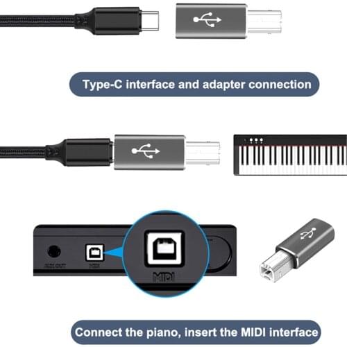 CYSM 2pcs Midi Adapter Converter Lectronic Musical Instrument to Type C USB-C for Midi Keyboard Phone Tablet