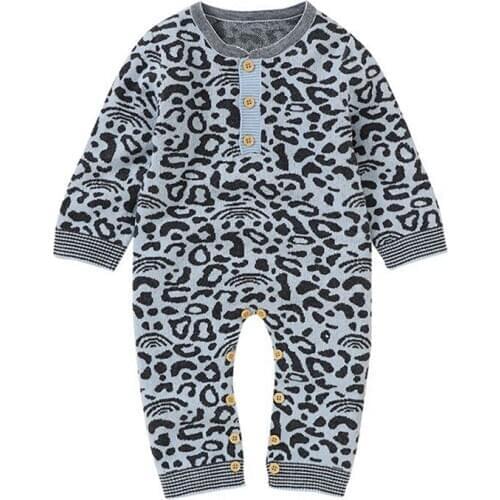 Baby Leopard Romper Cotton Autumn Fashion Long Sleeve Girl Boy Clothes Cute Winter Baby Knitted Jumpsuit