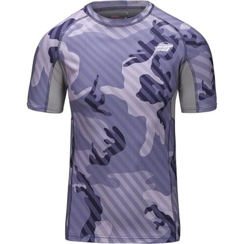 Summer New Mens Camouflage Short Sleeve Tshirt Full Printing Compression Men Shirt Running Fitness Sport Jerseys Breathable