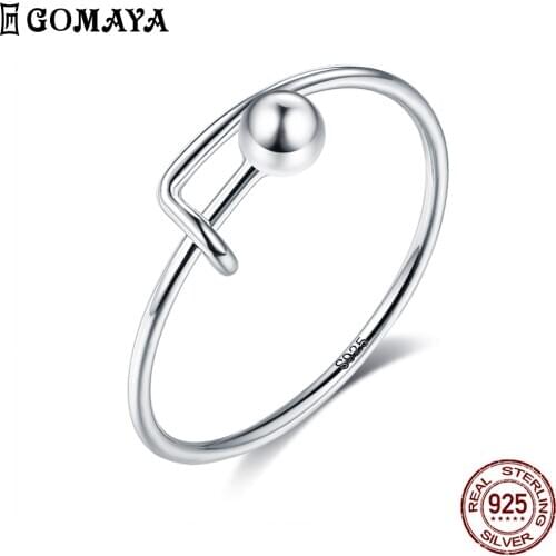 GOMAYA Adjustable 925 Sterling Silver Ring Minimalist Open Finger Rings For Women Anniversary Female Fine Jewelry New Arrival