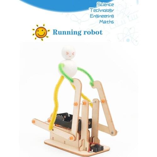 Robot Toys for Kid Scientific Kids Robot Toy Creativity Thinking Wear-resistant STEM Wooden Running Robot Toy Kits for Education