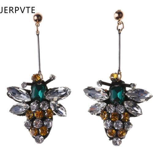 JERPVTE Fashion Long Big Crystal Animal Bee Dangle Statement Earrings for Womnen Vintage Rhinestone Party Jewelry Earrings Gift