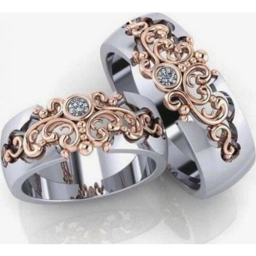 2020 Fashion Engagement Wedding Rings Big Crystal Rose Gold Hollow Out Designer Ring for Women Wedding Jewelry Wholesale