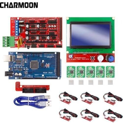 3D Printer Kit for Arduino Mega 2560 R3 + RAMPS 1.4 Controller + LCD 12864 + 6 Limit Switch Endstop + 5 A4988 Stepper Driver New