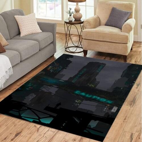 Cyberpunk City Concept Carprt Rug for Living Room Bedroom Decoration Home Non-slip Rugs Floor Mat Dropshipping