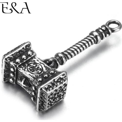 Stainless Steel Thors Hammer Pendant Solid Vintage Mens Necklace Pendants Jewelry Making Accessories DIY Viking Jewelry Parts