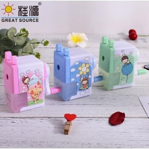 Mechanical Pencil Sharpener Crayon Sharpener Clear Big Chips Box 4 Colors Convenience Safety