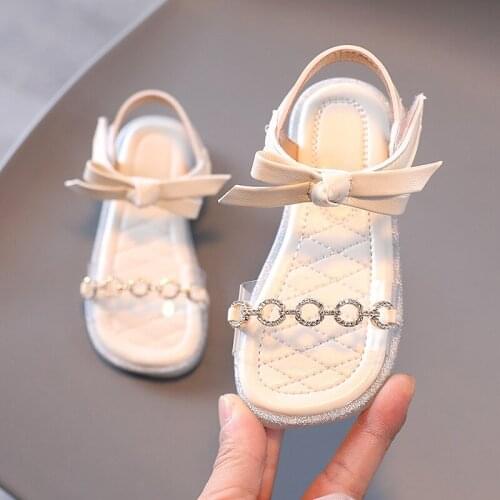 Fashion Rhinestone Bow Baby Girl Dress Princess Transparent Shoes Toddler Summer Little Girls Beach Child Flat Sandals Kids 2021