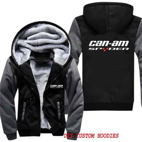 Can Am Motorcycle Mens Thicken Fleece Hoodies Zipper Sweatshirts Hoody Hoodie Camouflage Sleeve Jacket Coat Oversized