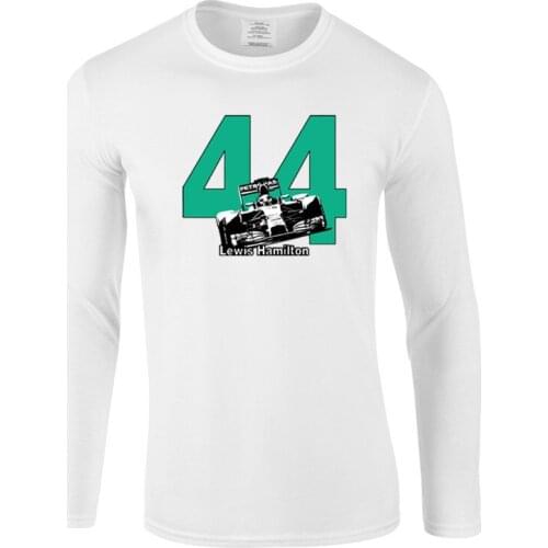 Funny Hamilton 44 F1 Race Car T Shirt Mens Plus Size O-Neck T-shirts Fashion Streetwear Hip-Hop long sleeve Tops Tees