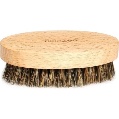 Mens beard brush, boar hair brush, wooden round beard and bristles brush, shaving comb, facial massage, hand-made beard brush