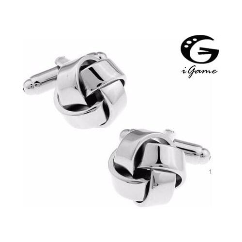 Men Gift Silver Colour Knot Quality Copper Material Fashion Shinning Knot Style Cuff Links