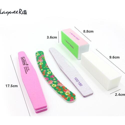 5pcs Professional Nail File Set Buffers Durable Buffing Grit Sand Block For Manicure Artificial Nails 100/180 Wood 80/80
