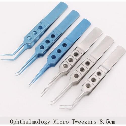 Ophthalmology Microsurgery Tweezers Stainless Steel Titanium Alloy Double Eyelid Surgery Tool with Hooked Forceps 8.5cm Straight