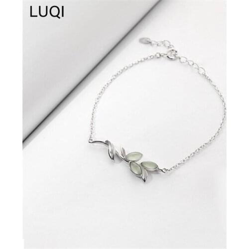 S925 silver original fashion exquisite brushed willow green leaf temperament personality bracelet B218