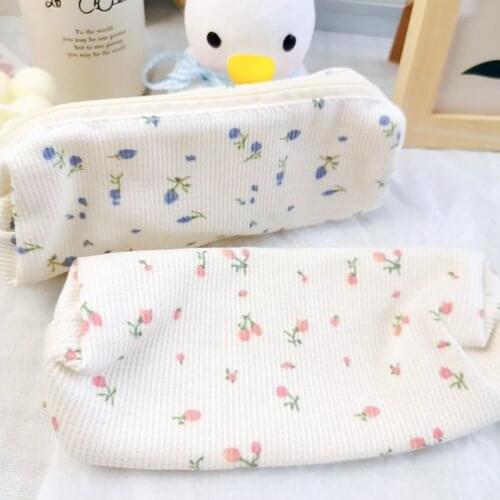 Fresh Style Pencil Bag Small Flowers Pencil Cases Cute Simple Pen Bag Storage Bags School Supplies Stationery