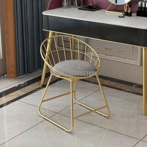 Nordic net red makeup vanity stool backrest manicure chair bowknot bedroom ins girl stool modern minimalist