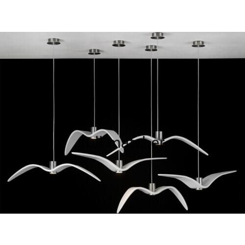 Nordic Seagull Design Pendant Lights Acrylic Lustre Lighting Pendant Lamp Retro Home Fixture Decor Lustre Suspension Light