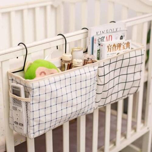 Crib Accessories Bag Storage Holder Bed Organizer Bedside Storage Bag Crib Bed Side Pouch Hanging Organizer Nappy Holder Pockets