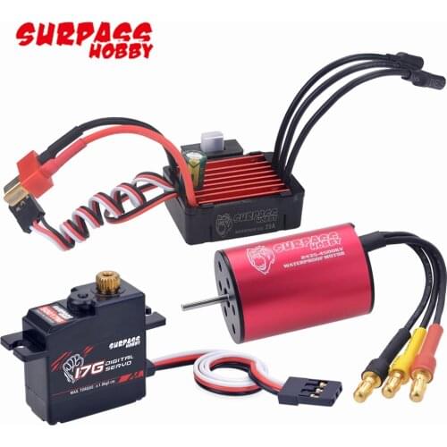 2pcs/lot Surpass Hobby 2435 4500kv Brushless Motor and 25A Brushless Speed Controller Waterproof Combo For 1/16 RC Car