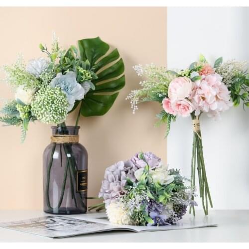 1PC 4colors Wedding Flowers Bridal Bouquets Artificial Bridesmaids Accessories Wedding Bouquet Rose Peony Hydrangea