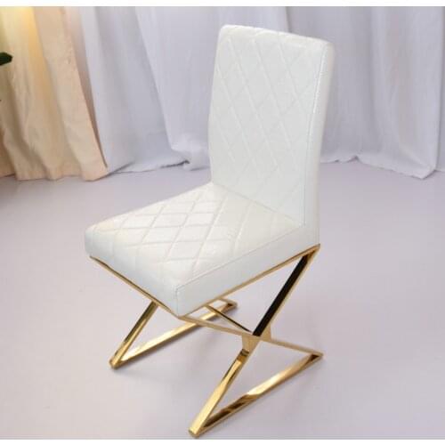 Light luxury style stainless steel gold-plated dining chair simple modern home dining chair chair soft leather dining chair