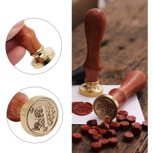Retro 26 Letter Envelope Sealing Wax Copper Seal Stamp Art Decorative Sealing Wax Seal Stamp Wood Handle Wedding Post Gifts