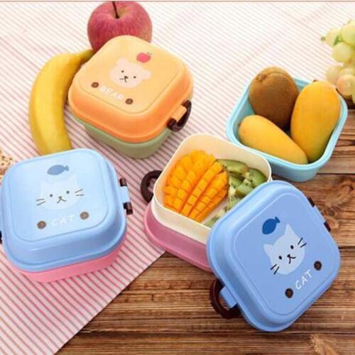 Japanese-style Cartoon Healthy Lunch Box Microwave Oven Lunch Bento Boxes Food Container Dinnerware Kid Childen Lunchbox