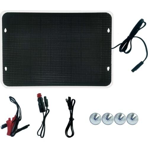 12 Volt 10 Watt Solar Battery Charger & Maintainer Solar Panel Trickle Charger Portable Power Backup Kit with Alligator Clip