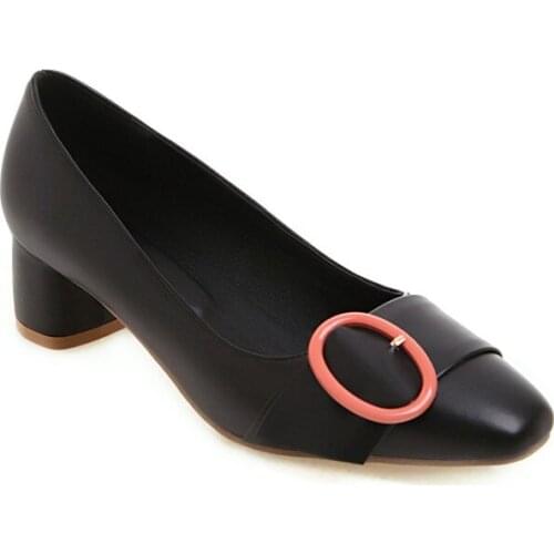 Big Size ladies high heels women shoes woman pumps Shallow-mouthed, thick-heeled, single-shoe woman