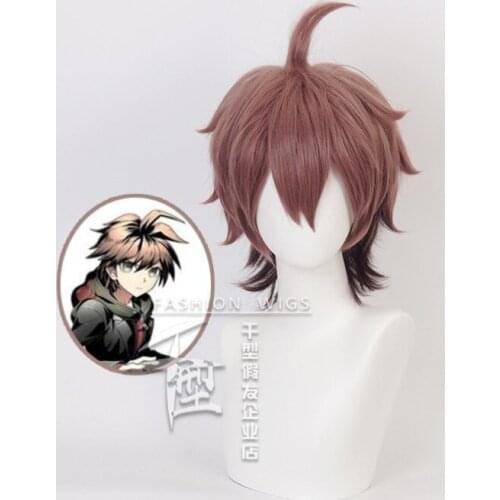 30cm Anime Danganronpa Naegi Makoto Wig Cosplay Wigs Playing Brown Gradient Hair Halloween 1:1 Wigs