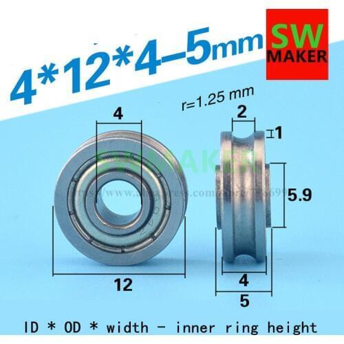 4*12*4--5mm bearing wheel, U groove, groove, 604UU pulley, roller, 604zz steel wheel, wheel mute