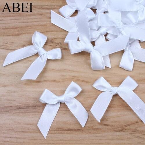 50pcs/lot White Bows Satin Ribbon Bow Ties for Wedding Scrapbooking Home Decoration Handmade Sewing Ornaments