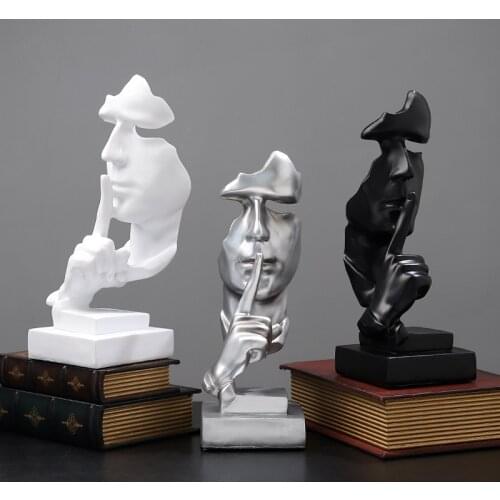 European-style character abstract silence is a golden resin statue decoration home accessories resin handicraft sculpture gift
