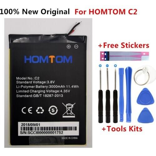 100% New Original For HOMTOM C2 battery 3000mAh Mobile phone battery High-quality For HOMTOM C2 Mobile Accessories +Free Tools