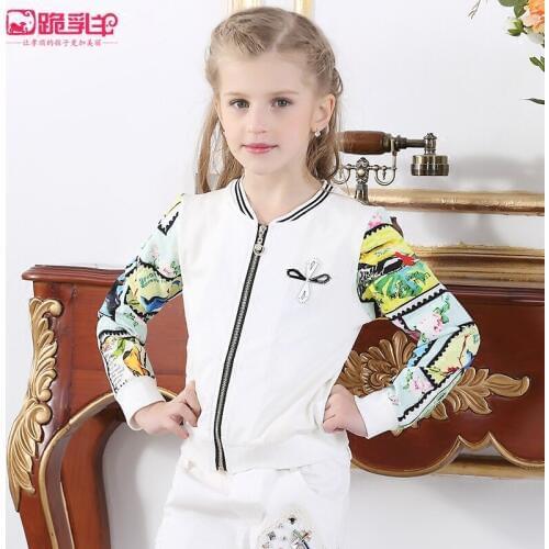 Girls Baseball Jacket Coat in spring autumn 2016 new children baseball uniform cardigan girls big wear coat